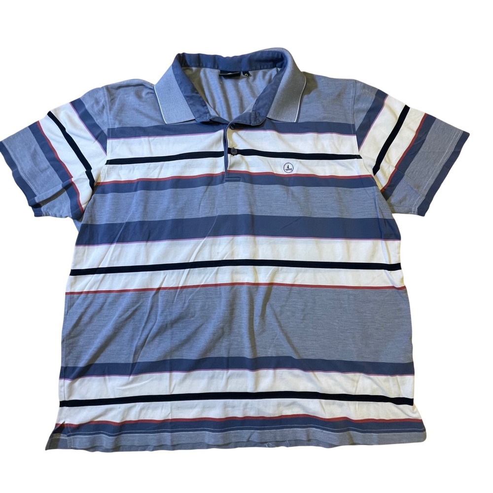 Navigare Striped Polo Shirt Short Sleeve‎ Chest Logo Casual Men's Size XXXL